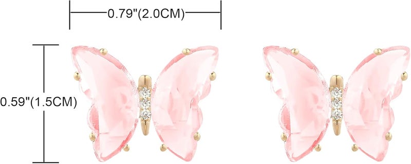 YOQUCOL Butterfly Shape Crystal Clip On Earrings Non Pierced Golden Stud for Women - Image 2